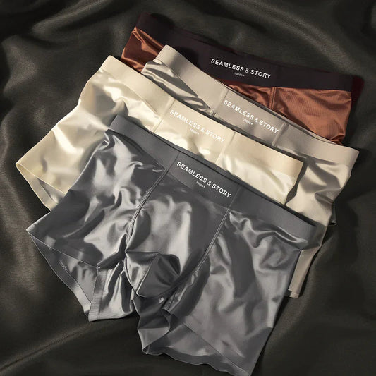 (3 db.) Elegáns Ice Silk Férfi Alsónemű a Mulberry Silk antimikrobiális férfi boxeralsóitól