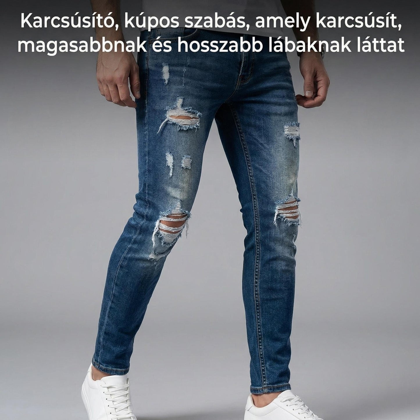🔥🎁Új 50%-os KEDVEZMÉNY🔥Divatos férfi skinny farmer kopott hatással