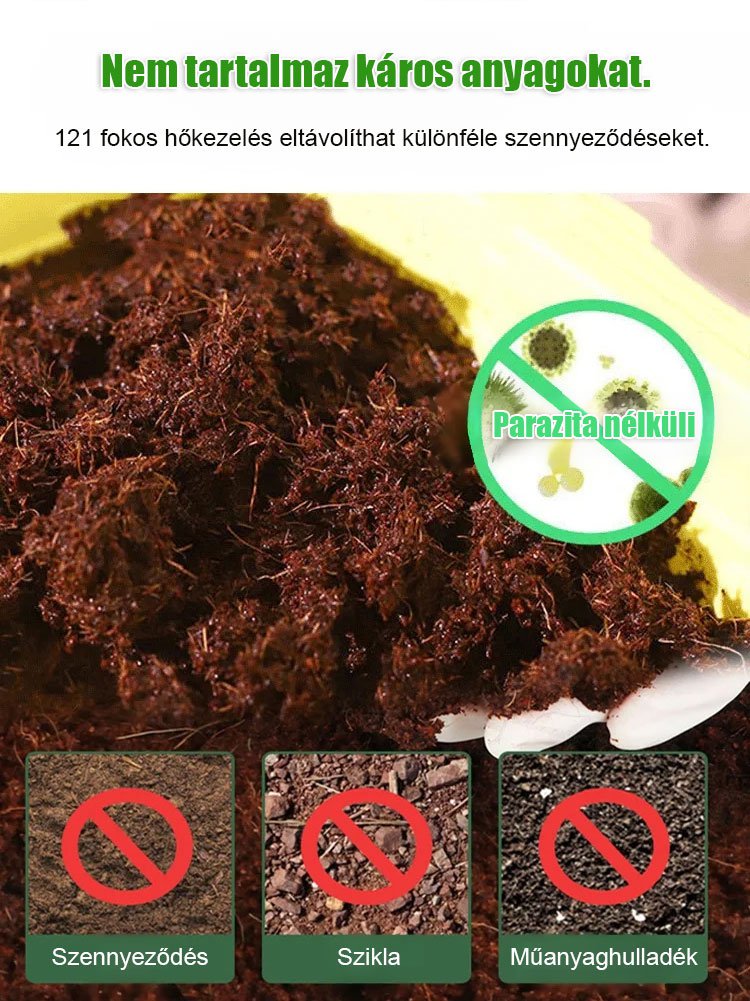 Kókuszrostos tápanyag-talaj - tíz évig nem kell trágyázni