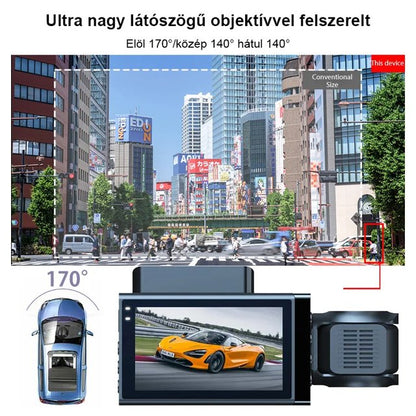 Hármas felvételű, nagy felbontású WiFi vezetési rögzítő