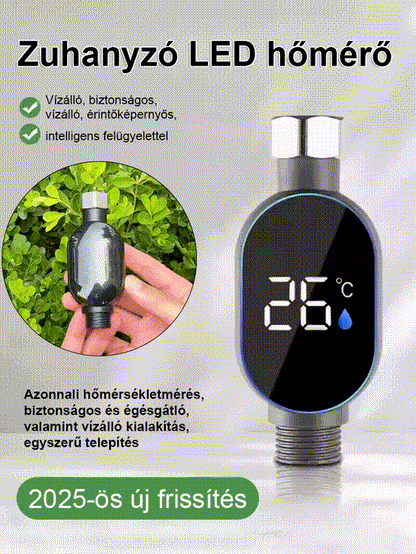 Intelligens vízálló zuhanyfej hőmérséklet-kijelzővel