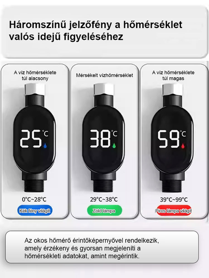 Intelligens vízálló zuhanyfej hőmérséklet-kijelzővel