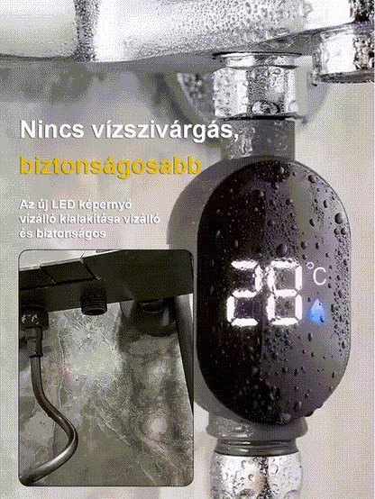 Intelligens vízálló zuhanyfej hőmérséklet-kijelzővel