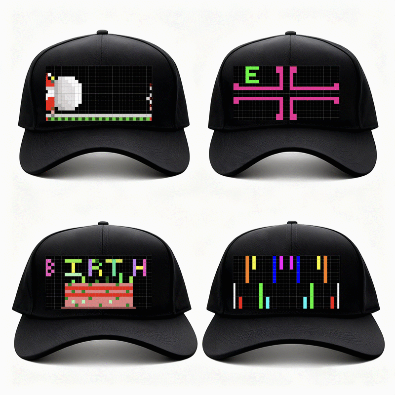 🔥📱 LED Bluetooth Sapka Személyre Szabott Szöveggel és GIF Megjelenítéssel 💡🧢