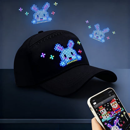 🔥📱 LED Bluetooth Sapka Személyre Szabott Szöveggel és GIF Megjelenítéssel 💡🧢
